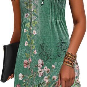 Beach Dresses for Women 2025 Vacation Swim Cover up V-Neck Summer Dress Button D